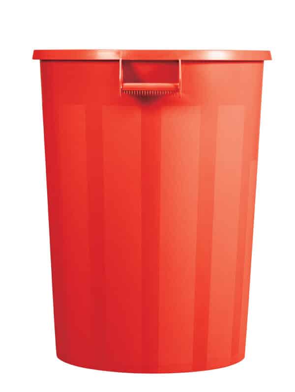Photo d'un collecteur alimentaire 100l rouge avec couvercle