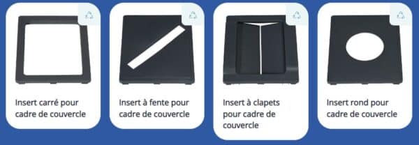Illustration de 4 différents inserts de collecteur de tri 60 L