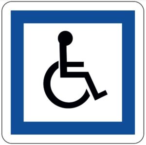 Illustration d'un panneau d'installations accessibles aux personnes handicapées à mobilité réduite CE14 350 classe 1
