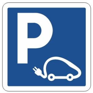 Illustration d'un panneau de parking voiture électrique C1a classe 1