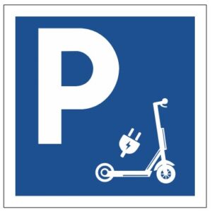 Illustration d'une plaque carrée dibond parking trottinette électrique C1a