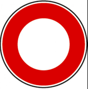 Illustration d'un panneau rond de circulation interdite B0 Ø450