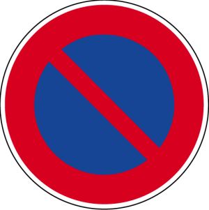 Illustration d'un panneau rond de stationnement interdit B6a1 Ø650