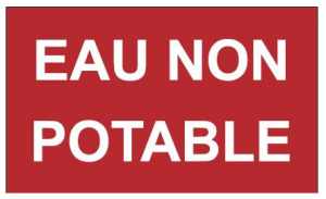 Illustration d'un panneau eau non potable en aluminium composite rouge avec écriture blanche
