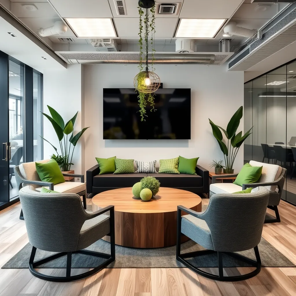 Photo d'un espace de détente avec des aménagements verts